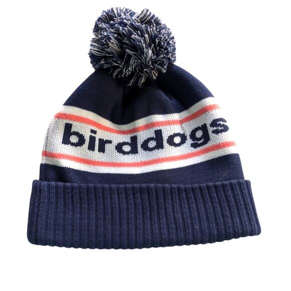 Birddogs Accessories - Birddogs Pom Pom Beanie Cap Hat Navy Blue Winter Ribbed Foldover Snow Ski